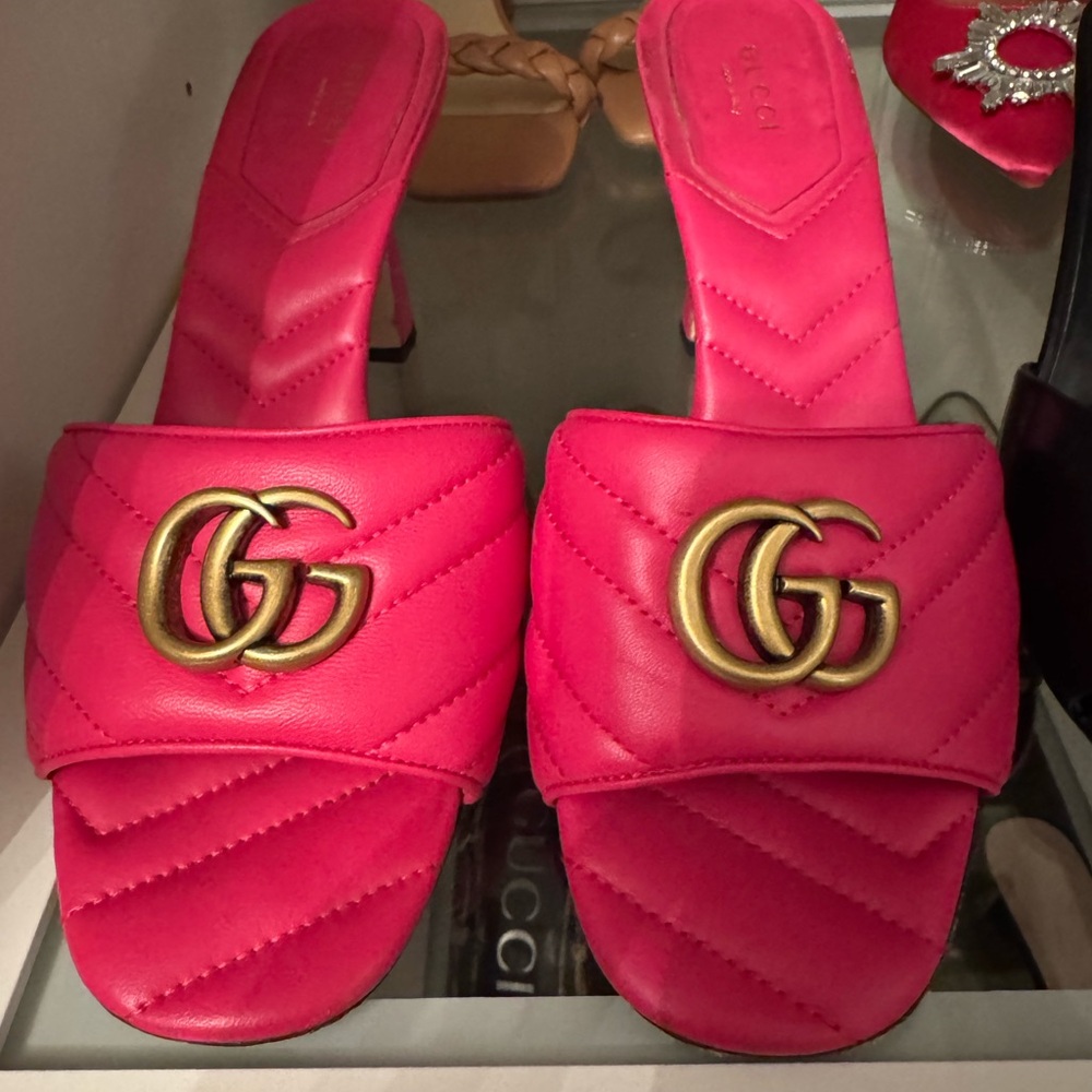 Gucci Marmont Quilted Pink Heels